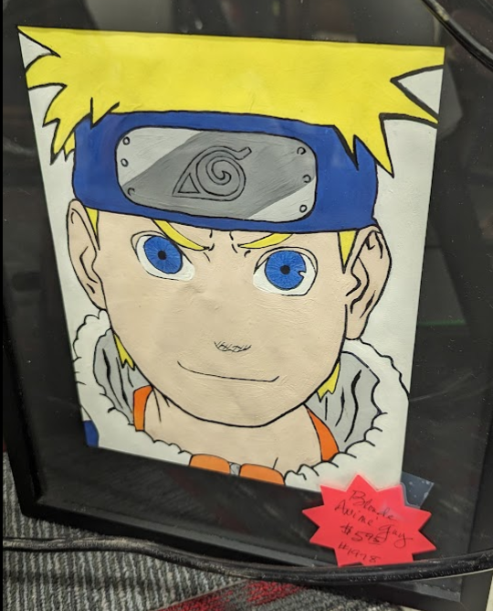 Painting of Natruto labeled 'Blonde Anime Guy'